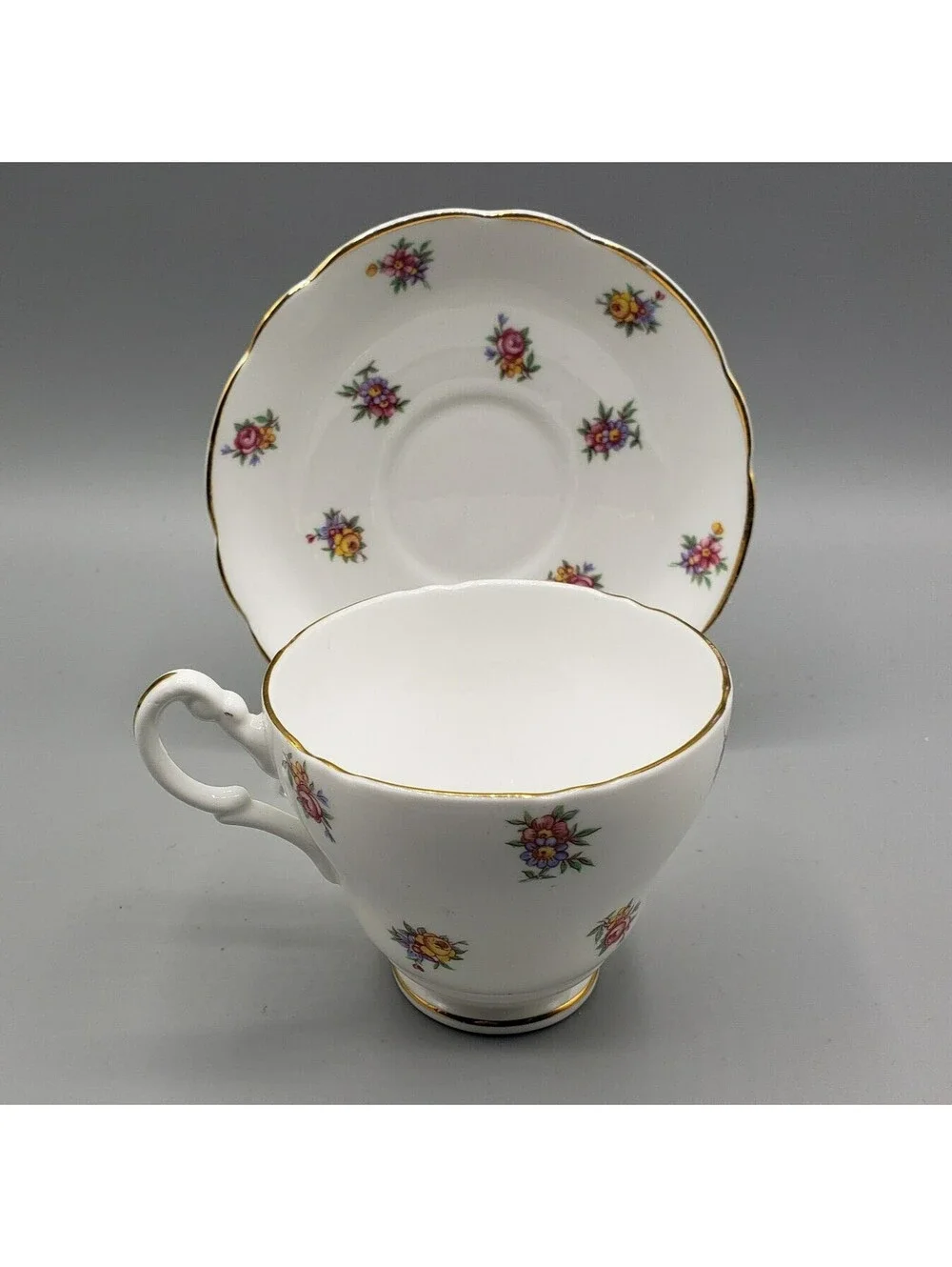 Vintage Regency Teacup & Saucer Petite Floral Bouquets Fine Bone China England